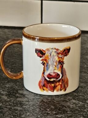 Colorful Farm Cow Mug Tea Coffee Mainstays Double Sided Country Chic Girly Htf